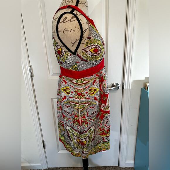 Tibi New York Sz 8 paisley Silk Dress Bright Colors Preppy Designer Resort Party - Picture 8 of 16